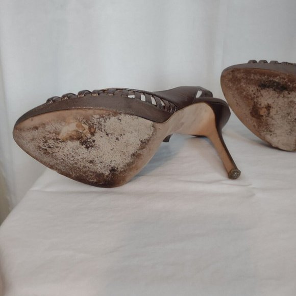 CHRISTIAN DIOR Haute Couture Paris "Whisper" Bronze Slingback Sz 39/8 Open Toe S - Picture 6 of 7